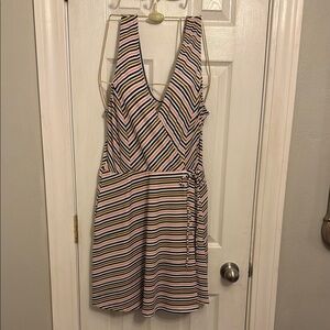 NWT Speechless Tan and Blue Sleeveless V-Neck Sundress